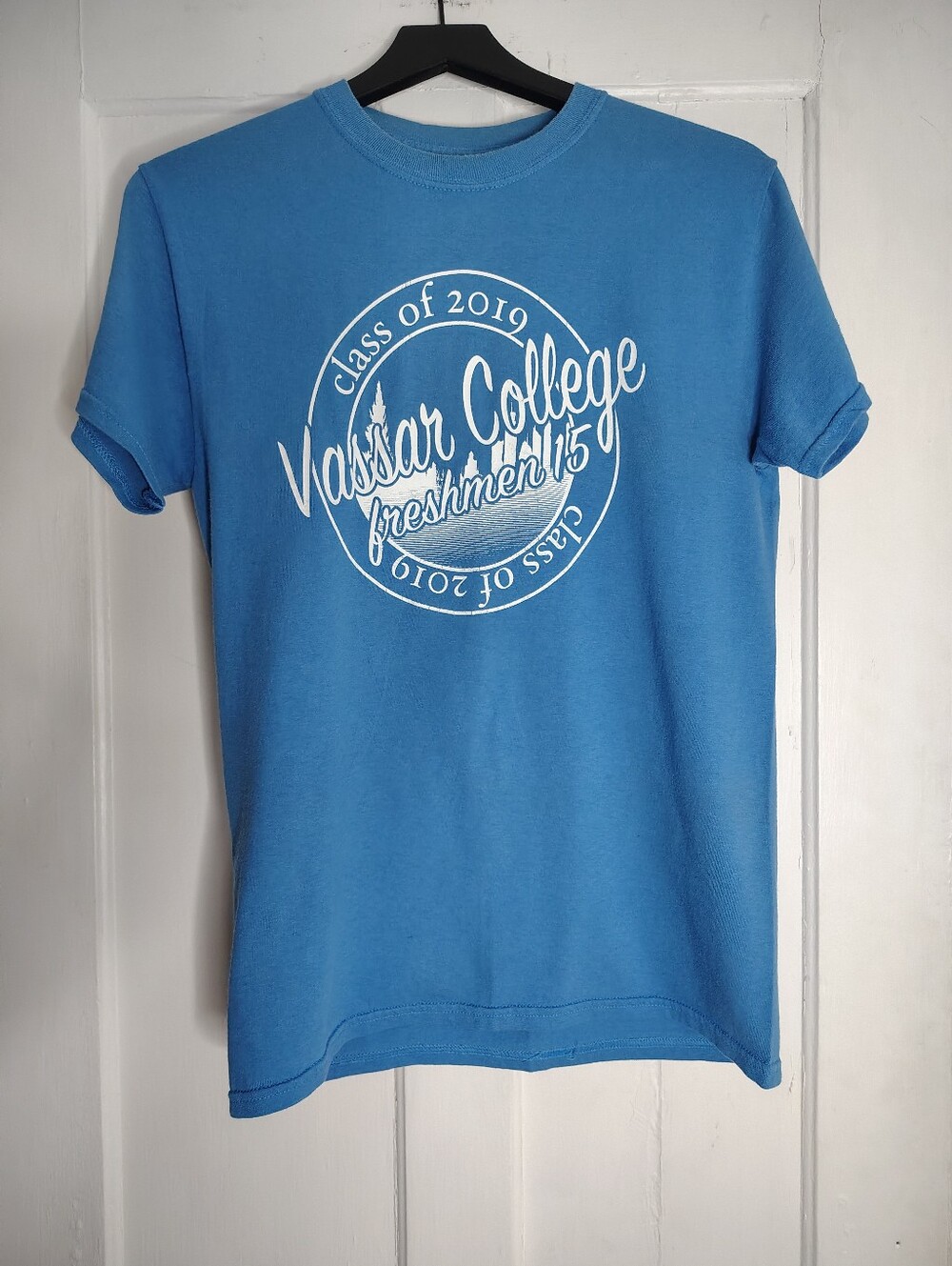 Vassar College Freshman 15 Class of 2019 Light Blue Short Sleeve T-Shirt Mens S